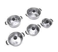 Ejoyous 5 Piece Stainless Steel Cookware Set, Durable Induction Compatible Pots with Glass Lids for Even Heating, Perfect for Everyday Cooking
