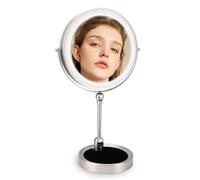 Ejoyous 5X Magnifying Vanity Mirror with Lights, Portable Illuminated Bathroom Mirror, Double Sided Tabletop Lighted Makeup Beauty Mirror, 360 Degree Swivel, 43L x 28W cm