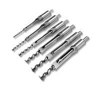 Ejoyous 6 Count Square Hole Drill Bit Set, 6.4mm / 8mm / 9.5mm / 12.7mm / 14mm / 16mm, Wood Drill Bits, Square Point, Round Shank, Spiral Flute, Alloy Steel, HRC48-50 Hardness