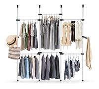 Ejoyous 6 Poles Telescopic Clothes Rail, No Damage to Walls or Ceiling, DIY Clothes Telescopic Wardrobe, Scalable Adjustable Garment Rack, for Indoor Family Room Dormitory Bathroom Balcony