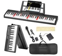Ejoyous 61 Keys Foldable Piano, 1000 Tones 150 Demo Songs Portable Electronic Keyboard with Light Up Keys Teaching Mode, for Beginners Kids Adults Travelers