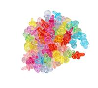 Ejoyous Acrylic Pacifier Set, Bright Color Baby Shower Toys, Durable Mini Pacifiers for Birthday Decorations and Kids Play (Transparent Mixed Colors)