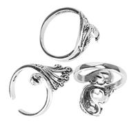 Ejoyous Adjustable Brass Knitting Loop Ring, Efficient for Quicker Crocheting, Includes 3 Rings, Proof, Peacock Design, with Embossing Process, DIY Craft Tool, Easy Threading