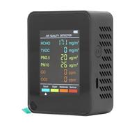 Ejoyous Air Quality Monitor, Interior Air Meter Air Quality Examiner LCD Display CO2 TVOC HCHO PM2.5 PM10 Detector with Alarm USB Charging 24h Operation (Black)