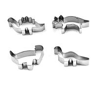 Ejoyous Animal Baking Cutter Stainless Steel Dinosaur Shaped Cookie Cutter 4pcs Easy Release Uniform Heat for DIY Cookies Cakes Pastry Fondant Baking for Home Bakers Kids
