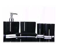 Ejoyous Bathroom Set Soap Dispenser Acrylic Black Bathroom Set Black 5 Pieces for Guest Bathroom