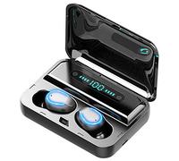 Ejoyous Bluetooth Headset Wireless Earphone with Digital Display Bluetooth 5.0 Plastic Charging Case 2000mAh Touch Control Stereo Calls for Work Travel Running Gym (F9-5 black with breathing light)