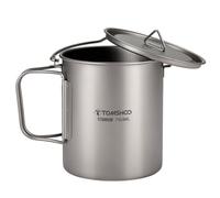 Ejoyous Camping Cups, Ultra Light 750ml Tita - Nium Pot Portable Water Mug with Lid and Foldable Handle, Outdoor Camping Water Rice Food Bowl Cup Mug for Backpacking (750ML Pot)