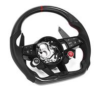 Ejoyous Carbon Fiber Steering Wheel Replacement with Nappa Perforated Leather Flat Bottom D Shape Red Stitching Start Stop Buttons for R8 RS3 RS4 RS5 RS6 RS7 2010 2021