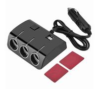 Ejoyous Cigarette Lighter Distributor, 3-way Car Charger Adapter 120W with 2 USB Ports for Cell Phone, Seat Heating, GPS, Dash Cam, Navigation System