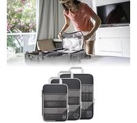 Ejoyous Compression Packing Cube Nylon Travel Organizer Cubes 3PCS Mesh Visible Lightweight Compressible Luggage Storage Bags for Suitcase Travel Daily Use Adults (Black)