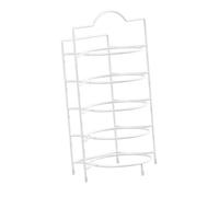 Ejoyous Dish Storage Rack, Stainless Steel Kitchen Plate Organizer, 5 Tier Dish Rack 40 X 24 X 18cm, Space Saving Counter Stand for Hot Pot Dinner Party Food Prep (5 Tier White + Hook)