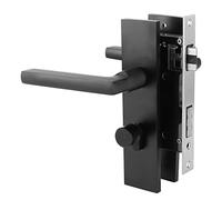 Ejoyous Door Handle with Lock, Black Internal Handle Sets Space Aluminum Door Lock with Keys Reversible Dead Bolt, for Bedrooms Bathrooms Doors 3.5-4.5cm Frame