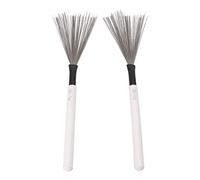 Ejoyous Drum Brush Drum Wire Brush Wire Retractable Maple Wooden Handle Steel Percussion Tool Instrument Accessory with Compact Size for Kit Jazz (White)