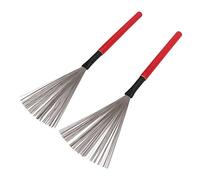 Ejoyous Drum Brush Drum Wire Brush Wire Retractable Maple Wooden Handle Steel Percussion Tool Instrument Accessory with Compact Size for Kit Jazz (Red)