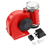 Ejoyous Dual Tone Horn Super Loud Electric Air Horn Snail Electric Pump Siren Car Motorcycle - 12V 500db, Universal Fit, Aluminium & ABS, Red