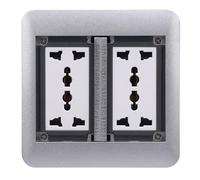 Ejoyous Embedded Floor Outlet Aluminum Alloy Floor Socket Box 4000W 16A Double Door 4 Function 3 Prong Recessed Electrical Outlet for Living Room Kitchen Office