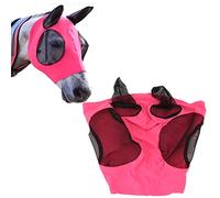 Ejoyous Fly Protection Mask for Horses with Long Ears and Nose Breathable Mesh Protection 60% for All Horse Breeds Such As Ponies (Rose Red)