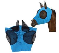Ejoyous Fly Protection Mask for Horses with Long Ears and Nose Breathable Mesh Protection 60% for All Horse Breeds Such As Ponies (Blue)