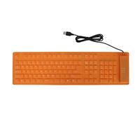 Ejoyous Foldable Silicone Keyboard, USB Wired Fadeless Durable Keyboard Mute Typing Silicone Foldable for Travel (Orange)