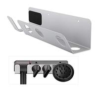 Ejoyous Hair Dryer Stand, Magnetic Wall-Mounted Hairdryer Bracket Holder Storage Rack Stand Rack for Hair Dryer, Hair Blow Dryer Rack Organiser Holder Diffuser Nozzle (Silver)