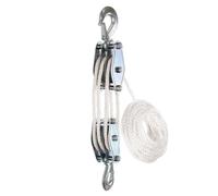 Ejoyous Heavy Duty Pulley, 270° Zinc Alloy Hook Heavy Duty Polyethylene Rope Manual Hoist with Rust Resistant Bearings for Air Conditioner Installation (1100LBS)
