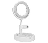 Ejoyous K3 Foldable Live Fill Light Adjustable Fill Light ABS Aluminum Alloy 3 Colors 35 to 65cm Height 2000mAh Battery for Live Broadcast Makeup Desk Use (White)