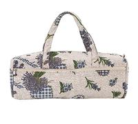 Ejoyous Knitting Needles Storage Sweater Woven Organizer Bag Handmade Fabric Hemp Bag with Beautiful Flowers Patterns for Makeup Travel Desktop Bedroom Storage (Purple Flower), Knitting Bag