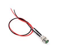 Ejoyous LED Indicator Lights, 12V 8mm Panel Hole, 4 Piece Set (Green Light) | Chrome Plated Metal Shell, Dashboard Warning Lamp, Car van Truck Fitment, 12V DC, 23cm Cable,