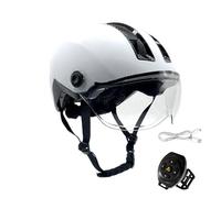 Ejoyous LED Screen Helmet with DIY Display and Adjustable Visor ABS PC Cycling Helmet with 800mAh Battery Lightweight Design for Road Bike Commuting Night Riding (White)