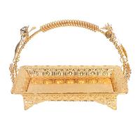 Ejoyous Metal Decorative Tray, Vintage Style Zinc Alloy Ottoman Tray with Beautiful Patterns Coffee Table Tray for Tea, Coffee, Wine, Fruit, Cake