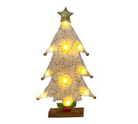 Ejoyous Mini LED Christmas Tree Table Decoration 33cm with Wooden Fabric and Fabric Battery Operations for Christmas Party Home Deco (1)