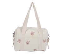 Ejoyous Nappy Changing Tote Bag, Cotton Portable Travel Diaper Bag with Embroidery Bear Head, Multifunction Messenger Bag for Mum, Rabbit Bag