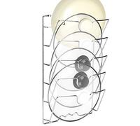 Ejoyous Pan Lid Rack Holder, Anti-corrosion Durable 5 Pan Lid Storage and Organiser, Chrome Finish Kitchen Cabinet Storage Rack for Holding Pot Covers and Kitchen Accessories