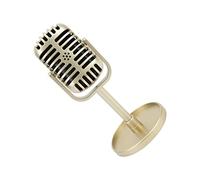 Ejoyous Prop Microphone Toy Plastic Fake Microphone 3.1 X 6.5 X 2 in Lightweight 2. Oz with Base Pad for Photography Props Dance Shows Kids Role Play Stage Practice (Gold)