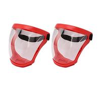Ejoyous Protective Face Shield, 2pcs Anti-fog dust proof Protective Full Mask, Reusable Face Shield with Safety Elastic Belt Filter Cotton Pads Transparent for Unisex (Adult Red White)