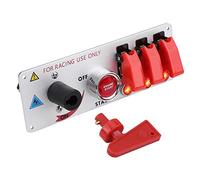 Ejoyous Racing Car Ignition Switch Panel Engine Start Push Button Toggle Panel Professional DIY Aluminum Plastic Copper with Red LED for Professional Racing Cars DIY Projects