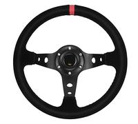 Ejoyous Racing Steering Wheel, Universal 14inch 6-Bolt Car Sport Steering Wheel with Horn Button Napped Leather Aluminum Frame for Most Vehicles Cars (Red)