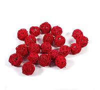 Ejoyous Rattan Balls Decorative Balls Rattan 20 Pieces 5 Colors Manual Work for Wedding Christmas Birthday Decoration Photoprops (Red)