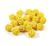 Ejoyous Rattan Balls Decorative Balls Rattan 20 Pieces 5 Colors Manual Work for Wedding Christmas Birthday Decoration Photoprops (Yellow)