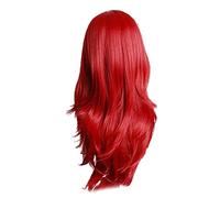 Ejoyous Red Long Curly Wig Anime Cosplay Wig with Hair Net for Halloween Christmas Party Role Play