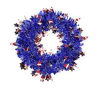 Ejoyous Red White Blue, 2m Tin Garland, Patriotic Themed Design for Holiday Wall Tree Door Decoration, Lightweight Durable Shiny Tinsel, Multiple Uses