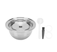 Ejoyous Reusable Coffee Capsule Refillable Coffee Pod Stainless Steel Filter for Plus with Brush Spoon 2 Rubber Rings (80ML)