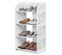 Ejoyous Shoes Rack, Wood Plastic Modern Shoe Storage Organizer Space Saving Standing Shoes Tower Shelves Holder Closets Stand (4 Tier)