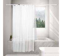 Ejoyous Shower Curtain Rod, Metal Anti-rust 55-90cm No Drilling Telescopic Tension Rod Curtain Rail, Extendable Curtain Pole with Non-slip Pads on Both Ends for Wardrobe Bathroom Shower (White)