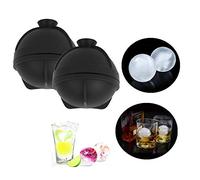 Ejoyous Silicone Ice Ball Maker, 2 Pack Easy to Use, Great for Whiskey Cocktails, Mint Water, Dishwasher Safe, 100%, Black, Approx.7x8cm/2.8x3.2in, Inner Diameter: