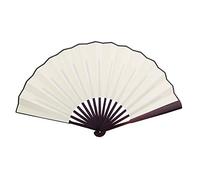 Ejoyous Silk Folding Fans Retro Fabric Folding Fan, Wood Handle, Paintable DIY Craft, Lightweight, Handheld for Wedding Decoration and Dance Performances (White)