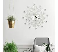 Ejoyous Silver Wall Clock, Diamond Studded Wall Clock Silent Non-ticking Arabic Numeral Round Clock for Living Room, Bedroom, Kitchen, Home Decor (30cm/ 11.8inch)