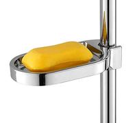 Ejoyous Soap Dish for Shower Rail, Clip On Soap Case for Shower Pole Soap Box Container Holder Shower Soap Tray Clip On Adjustable Soap Plate with Drain, for 25MM Bathroom Showe Rod
