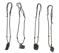 Ejoyous Tourmaline Pendant Necklace, 4 Pieces Black Tourmaline Gemstone Set Healing Stone Protective Stones Necklace Adjustable Healing Crystals Black Necklace Against Negative Energy